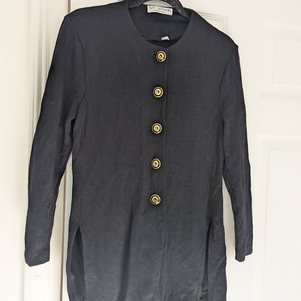 St. John Black Long Cardigan